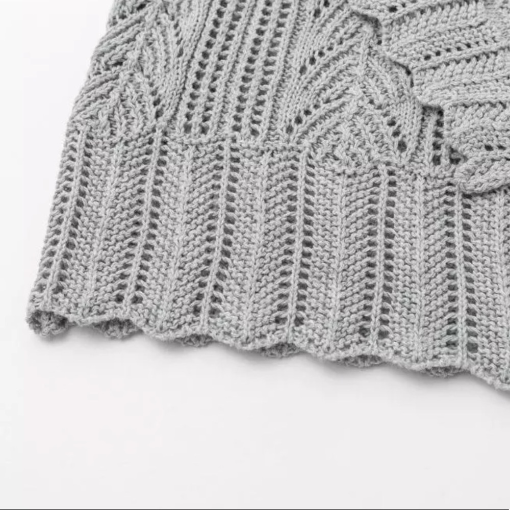 Gray Ruffled Sweater Top - Picture 6 of 7